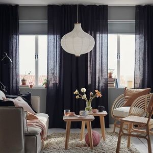 Ikea Dytag 100% Linen Curtain Panels. Never used. Navy/Indigo